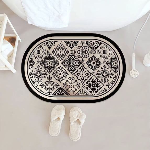 Isvgxsz Stone Bath Mat - Diatomaceous Earth Shower Mat, Non-Slip Super Absorbent Quick Drying Diatomite Stone Bath Mats for Bathroom Floor Mat, Natural, Easy to Clean
