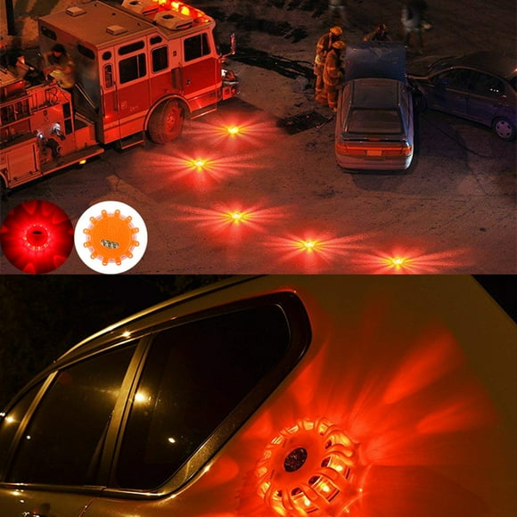 Isvgxsz USB Rechargeable LED Road Flares Emergency Lights-Roadside Warning Car Safety Beacon Flashing Disc Flare Kit with Magnetic Base for Vehicles & Boat