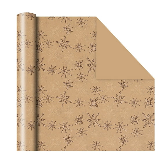 Isvgxsz Vintage Recyclable Christmas Wrapping Paper Rolls, Brown Kraft Wrapping Paper with Red and Green Pattern, Holiday Gift Wrapping Paper Christmas Rolls, 19.7 Inch X 30 Inch Per Roll