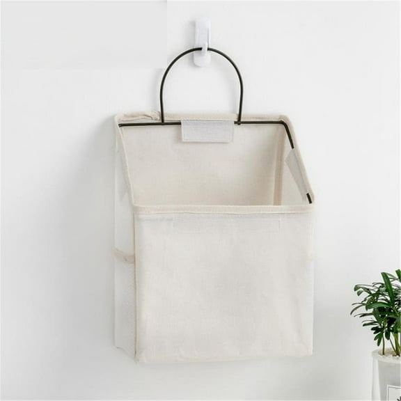 Isvgxsz Wall-Mounted Fabric Storage Bag Big Pocket Clothing Closet Organizer Basket Over The Door Linen Cotton Hanging Shelves Home Kitchen Box for Bedroom Bathroom Dormitory Desktop