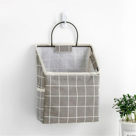 Isvgxsz Wall-Mounted Fabric Storage Bag Big Pocket Clothing Closet Organizer Basket Over The Door Linen Cotton Hanging Shelves Home Kitchen Box for Bedroom Bathroom Dormitory Desktop