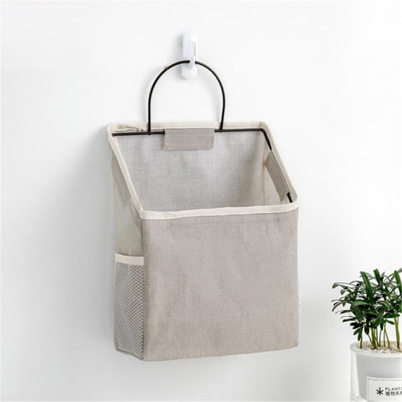 Isvgxsz Wall-Mounted Fabric Storage Bag Big Pocket Clothing Closet Organizer Basket Over The Door Linen Cotton Hanging Shelves Home Kitchen Box for Bedroom Bathroom Dormitory Desktop