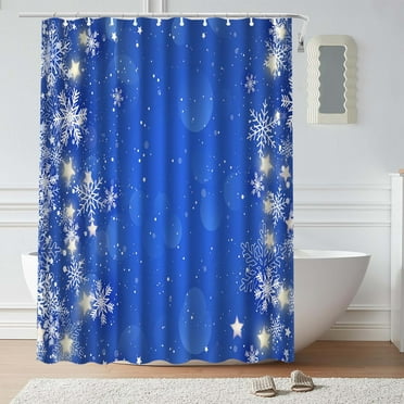 Isvgxsz Winter Christmas Snowflake Shower Curtain, Xmas New Year Flakes Frost Holiday Cloth Fabric Shower Curtains for Bathroom Decor Durable Polyester Waterproof Set, 35.4x70.8in