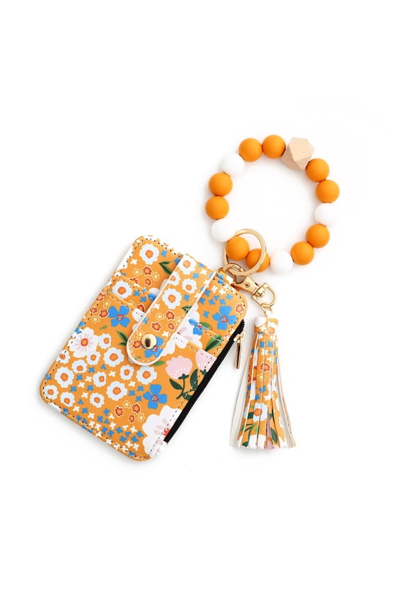 Wristlet Wallet Keychain with Lipstick Holder Large Circle Key Ring Leather Tassel Bracelet Holder Bangle Keychain Multifunctional Wallet Keyring Wristlet Bracelet for Women Girls