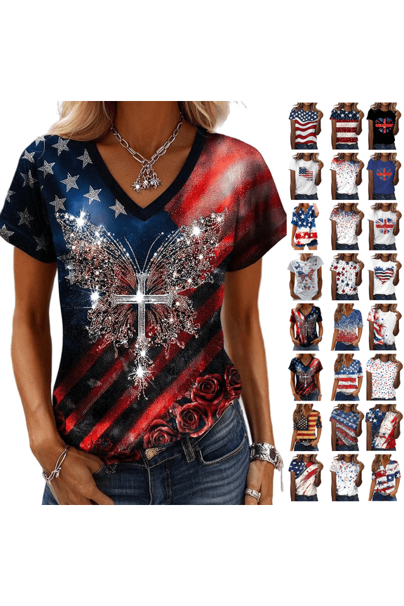 250th Anniversary Patriotic T Shirts for Women Summer Independence Day Short Sleeve Shirts Casual Tee Tops Size S-XXL