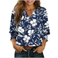 thumbnail image 1 of Qingpeng 3/4 Length Sleeve Button Down Shirts for Women Lightweight Spring Summer Floral Print Cardigans Casual V Neck Blouse Tops Size S-XXL, 1 of 6