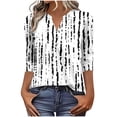 thumbnail image 1 of Qingpeng 3/4 Length Sleeve Tunic Tops for Women Dressy Casual Henley V-Neck Summer Floral Print Tee Tops Pleated T-Shirts Loose Fit Work Blouses Size S-XXL, 1 of 6