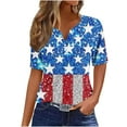 thumbnail image 1 of Qingpeng 4th of July Outfits for Women American Flag Shirt Patriotic T-Shirts Fashion Women's Summer V-Neck Casual Short Sleeve Print Strapless Blouse Tops, 1 of 5