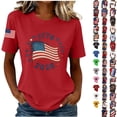 thumbnail image 1 of Qingpeng 4th of July Patriotic T Shirts for Women Summer Star Print Shirts Women's Independence Day Short Sleeve Casual Tee Tops, 1 of 5