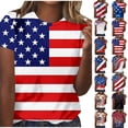 thumbnail image 1 of Qingpeng 4th of July Patriotic T Shirts for Women Summer Star Print Shirts Women's Independence Day Short Sleeve Casual Tee Tops, 1 of 5