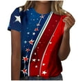 thumbnail image 1 of Qingpeng American Flag Shirts for Women 4th of July T-Shirt Patriotic T-Shirts Women's Independence Day Short Sleeve Printed Casual Tops Short Sleeve Crewneck Tops Shirt, 1 of 5