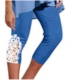 thumbnail image 1 of Qingpeng Applique Lace Capri Leggings for Women Stretchy Comfy High Waisted Cutout Hem Workout Bike Yoga Pants, 1 of 5