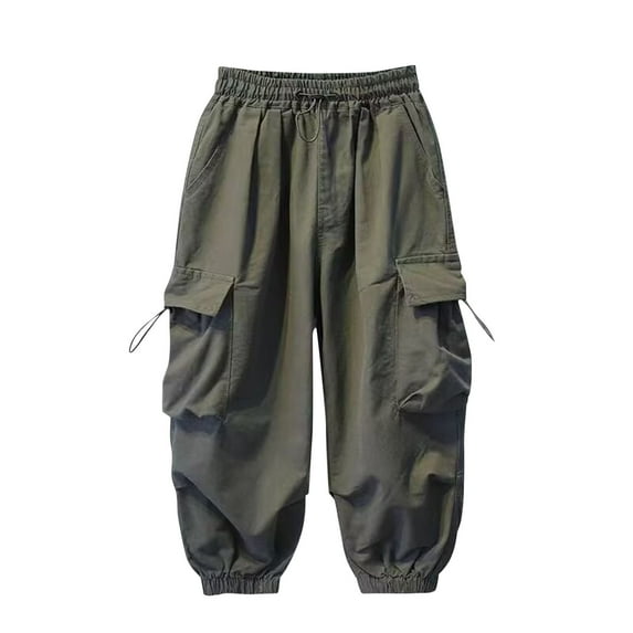 Qingpeng Boys Baggy Cargo Pants Trendy Casual Pant Loose Fit Harem Joggers with Pockets for Streetwear