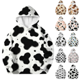 thumbnail image 1 of Qingpeng Boys Girls Cow Print Hoodie Long Sleeve Pullover Sweatshirt with Kangaroo Pocket for Winter, 1 of 6