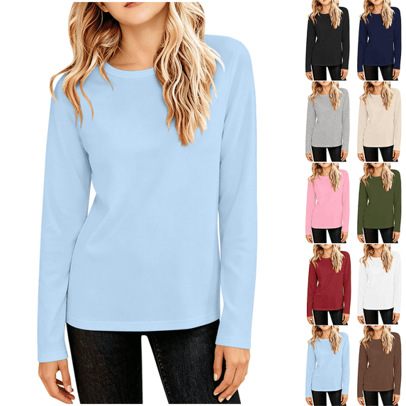 Qingpeng Boys Girls Everyday Top Long Sleeve Crewneck Tee Comfortable Pullover Shirt for Daily Wear