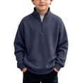 thumbnail image 1 of Qingpeng Boys Girls Half Zip Pullover Mock Neck Long Sleeve Textured Knit Sweatshirt for Fall Winter, 1 of 9