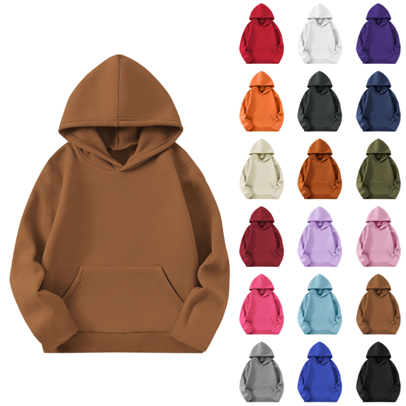 Qingpeng Boys Girls Hoodie Pullover Sweatshirt Relaxed Fit Long Sleeve Top with Kangaroo Pocket