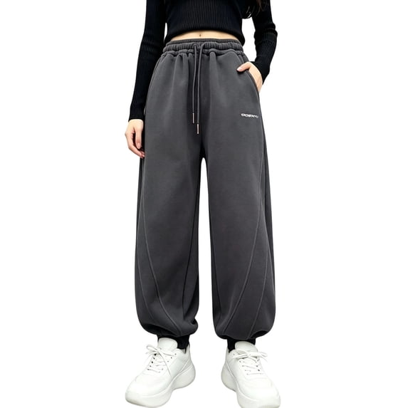 Qingpeng Boys Girls Sweatpants Elastic Waist Side Pockets Drawstring Cuffed Casual Athletic Long Pants for Kids