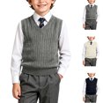 thumbnail image 1 of Qingpeng Boys Girls V Neck Pullover Vest Sleeveless School Top with Cable Texture Design, 1 of 5