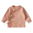 thumbnail image 1 of Qingpeng Boys Girls Wrap Top Long Sleeve Tie Side Shirt Cozy Wear for Kids Casual Daily Outfit, 1 of 7