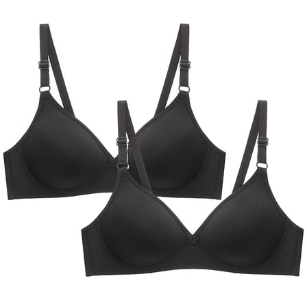 Qingpeng 2 Pack Women's Wireless Bra Wire-free Soft Support Seamless Comfortable Bralette