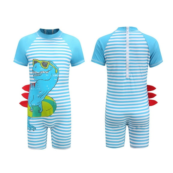 Qingpeng Baby Boy Swimsuit Zip Up One Piece Boys' Swimwear Short Sleeves Kid Bathing Suits Sun Protection Swim Suit