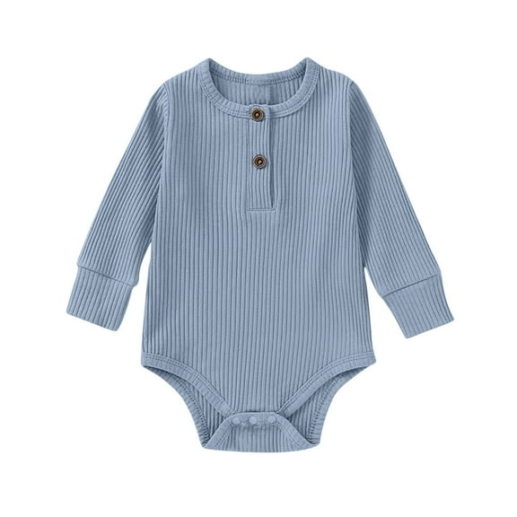 Qingpeng Cotton Bodysuit Long Sleeve Onesies for Boys Girls Infant Soft Solid Clothes 0-24 Months
