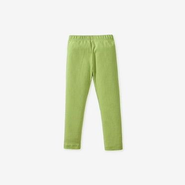 Qingpeng Basic Cotton Leggings for Toddler Girls Boys Soft Comfort Stretchy Tights Elastic Waist Solid Casual Knit Trousers
