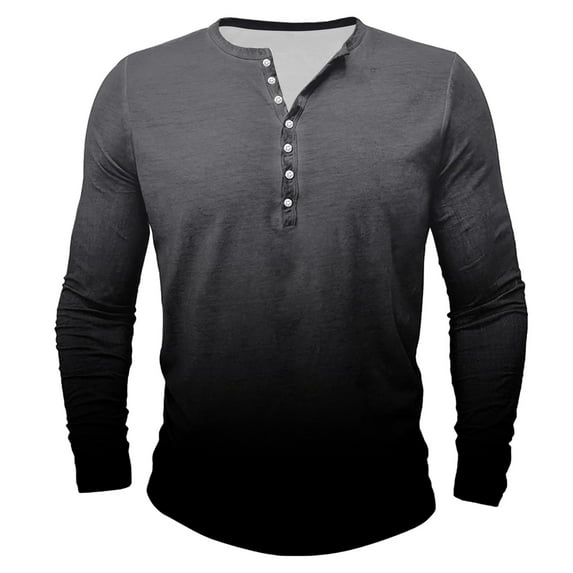 Qingpeng Basic Shirts for Men Casual Long Sleeve Button Down Collar Shirt Gradient Color Slim Fit T Shirt