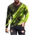 thumbnail image 1 of Qingpeng Basic Shirts for Men Casual Round Neck Long Sleeve Slim Fit Print Shirt Pullover Shirt Top, 1 of 5
