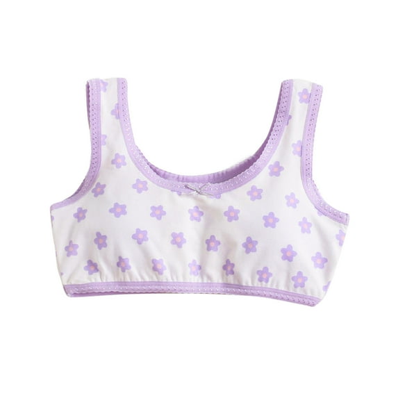 Qingpeng Big Girls Sports Bra with Breathable Pads Teens Cotton Training Bras