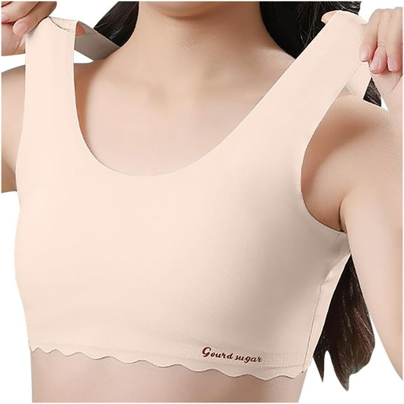 Qingpeng Big Girls Training Sports Bras Wide Shoulder Straps Teens Bra with Breathable Pads