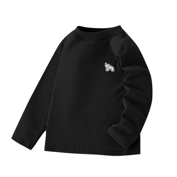 Qingpeng Boys Girls Long Sleeve Tees Crewneck Cotton Soft Basic T Shirt