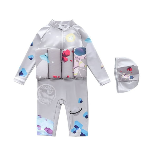 Qingpeng Boys Girls Swimsuit Long Sleeve Sun Protective Bathing Suit One Piece Swimwear for Kids