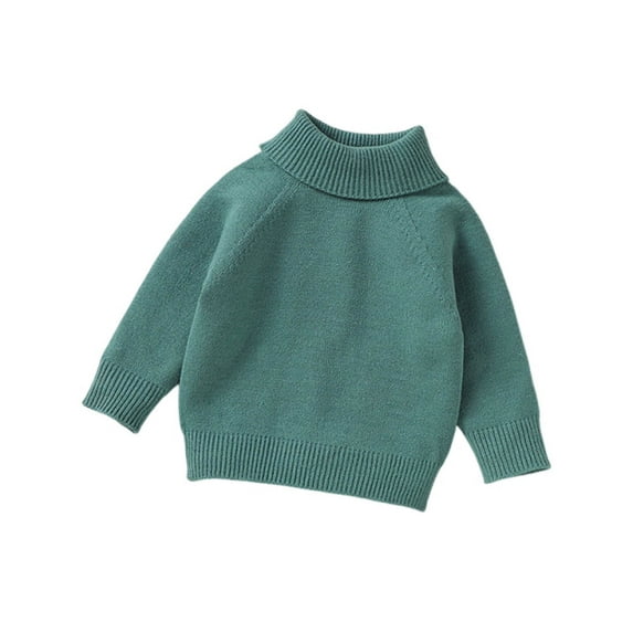 Qingpeng Boys Girls Turtleneck Sweaters Pullover Kids Knit Long Sleeve Solid Warm Tops