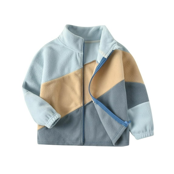 Qingpeng Boys Lightweight Full-Zip Soft Fleece Lined Jackets for Children Fall Winter Warm Outwear