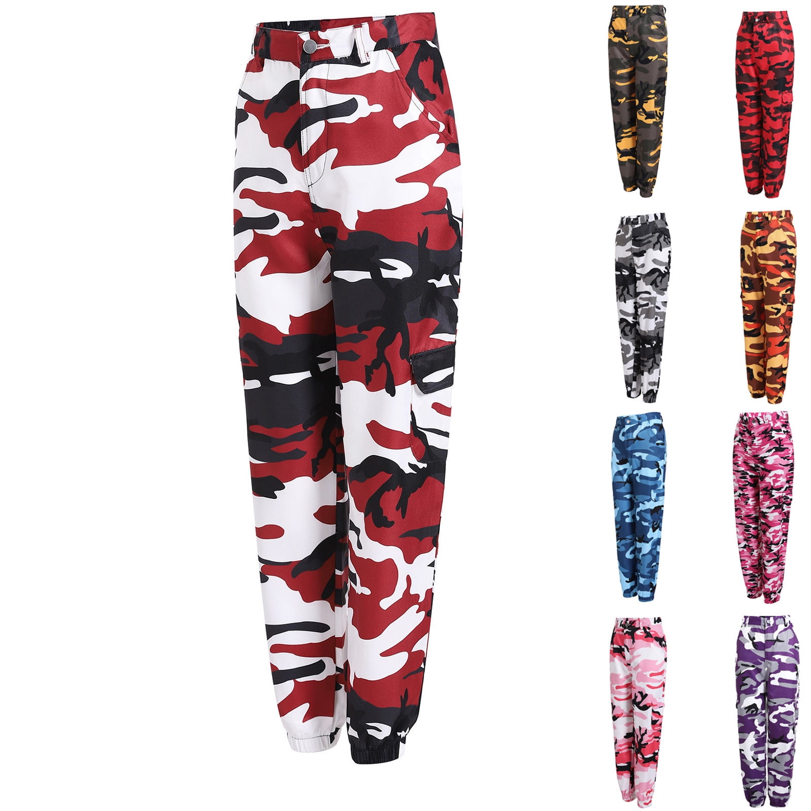 Camouflage Pants for Women Casual Loose Cargo Pants Multi-Pocket Camo Cargo Trouser