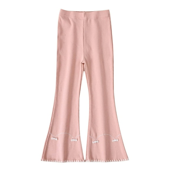 Qingpeng Cotton Flare Leggings for Kids Girls Elastic High Waist Casual Bell Bottoms Yoga Pants