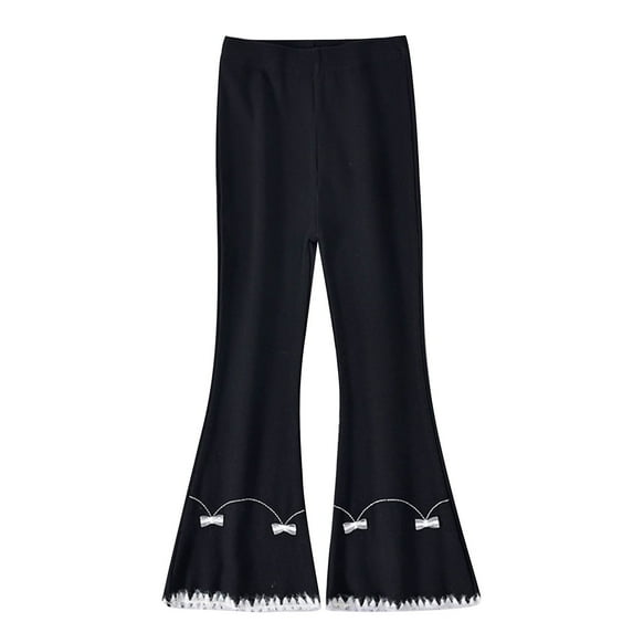 Qingpeng Cotton Flare Leggings for Kids Girls Elastic High Waist Casual Bell Bottoms Yoga Pants