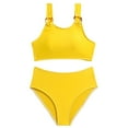 thumbnail image 1 of Qingpeng Girl's 2 Piece High Waisted Wide Strap Cute Swimsuit Bathing Suit Solid Bikini Sets, 1 of 6