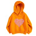 thumbnail image 1 of Qingpeng Girl's Cute Hoodie Heart Print Front Pocket Sweatshirts Drop Shoulder Casual Pullovers for Kid's Fall Outfits, 1 of 3