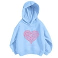 thumbnail image 1 of Qingpeng Girl's Cute Hoodie Heart Print Front Pocket Sweatshirts Drop Shoulder Casual Pullovers for Kid's Fall Outfits, 1 of 3