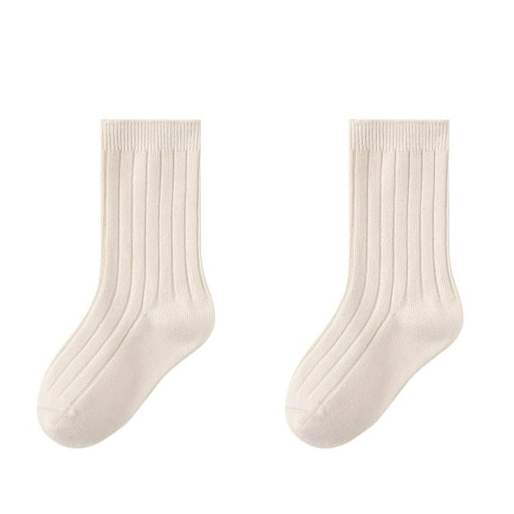 Qingpeng Girls Athletic Crew Socks Kids Cotton Sports Soft Breathable Casual Solid Socks