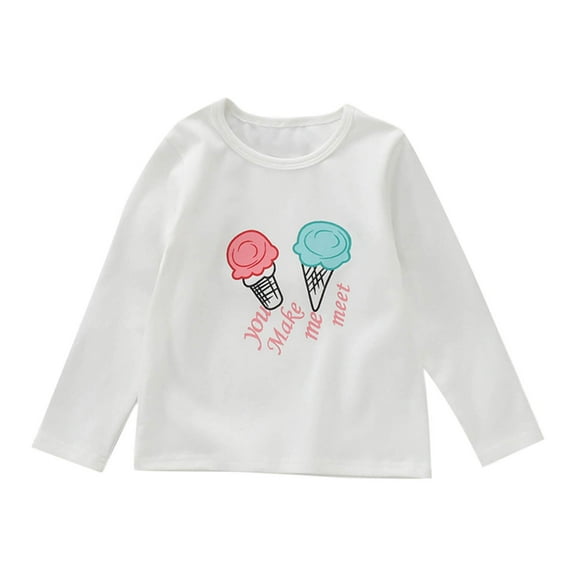 Qingpeng Girls Basic Cotton T Shirt Casual Crewneck Long Sleeeve Tees Top