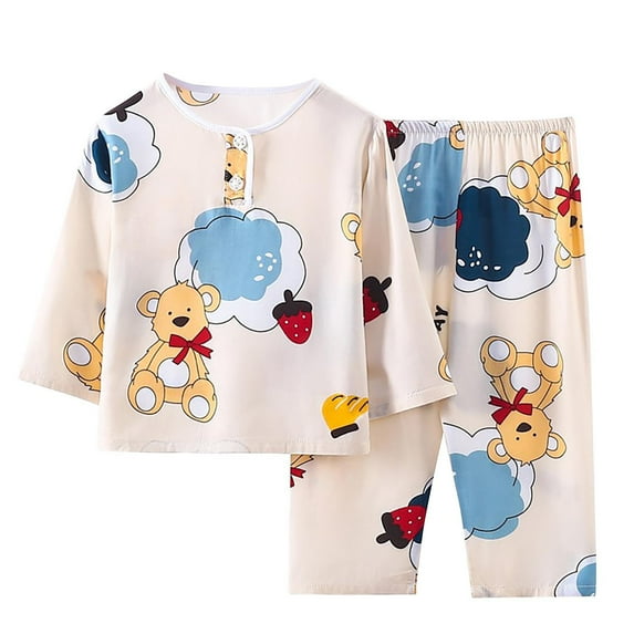 Qingpeng Girls Button Down Sleepwear Crewneck Long Sleeves Top + Trousers 2PCS Pajama Sets Casual Loungewear Outfit