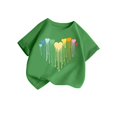 thumbnail image 1 of Qingpeng Girls Casual Short Sleeves T Shirts Kids Loose Soft Heart Print Tunic Tops, 1 of 7