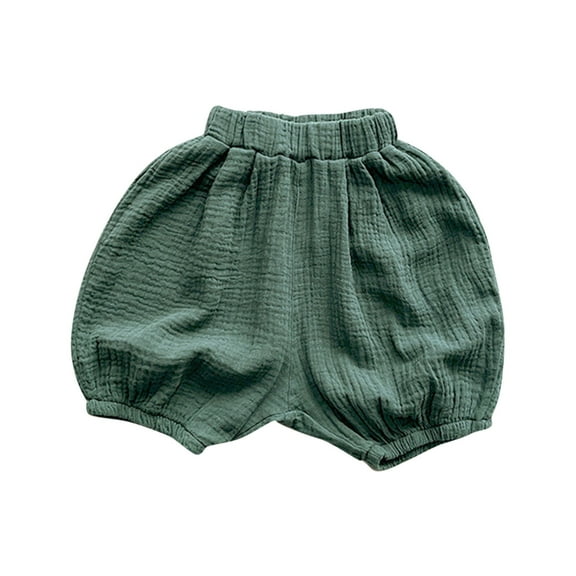 Qingpeng Girls Cotton Linen Shorts Casual Solid Short Pants Summer Beach Shorts Size 2-8