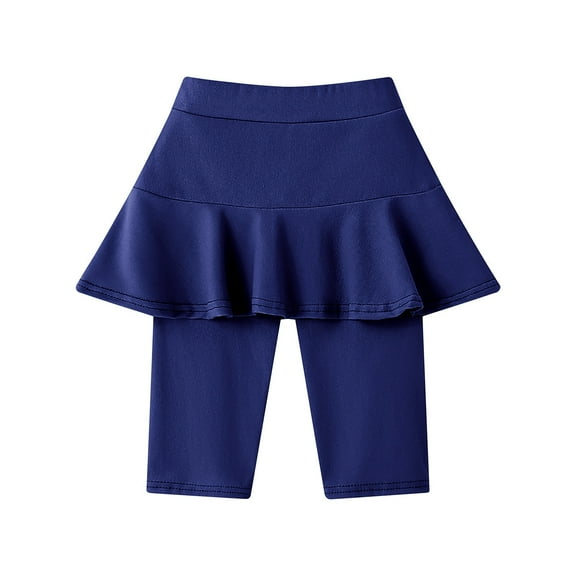 Qingpeng Girls School Uniform Pants Kids Clothes Ruffle Tutu Leggings with Skirt 4-11 Years