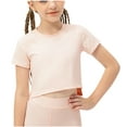 thumbnail image 1 of Qingpeng Girls Short Sleeve Crop Tops Kids Summer Dance Cropped Solid T-Shirts, 1 of 9