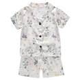 thumbnail image 1 of Qingpeng Girls Summer Cute Print Shorts Pajama Set Button Down Shirt and Short Pant 2 Piece Outfits Clothing Sets, 1 of 4